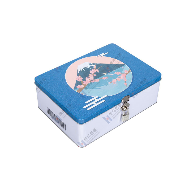 Lockable Rectangular Tinplate Canister