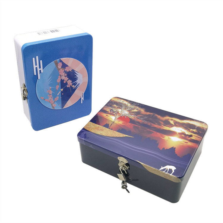 Lockable Rectangular Tinplate Canister