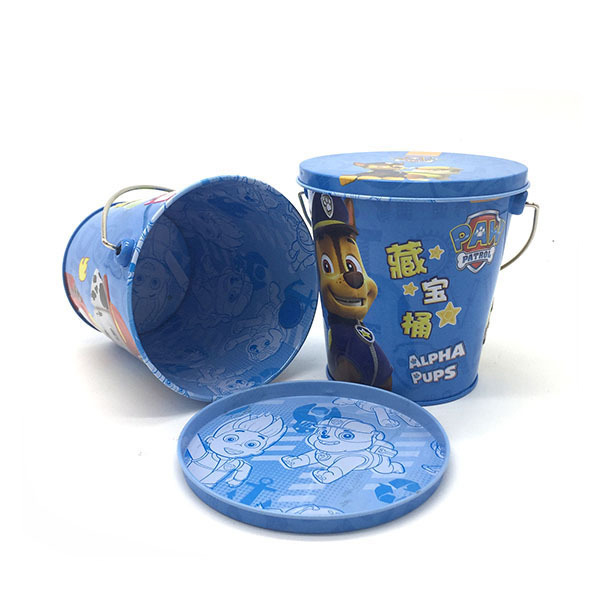 Puppy Bucket Tin Plate Dog Food Container with Holder Customized Logo Recycled Materials