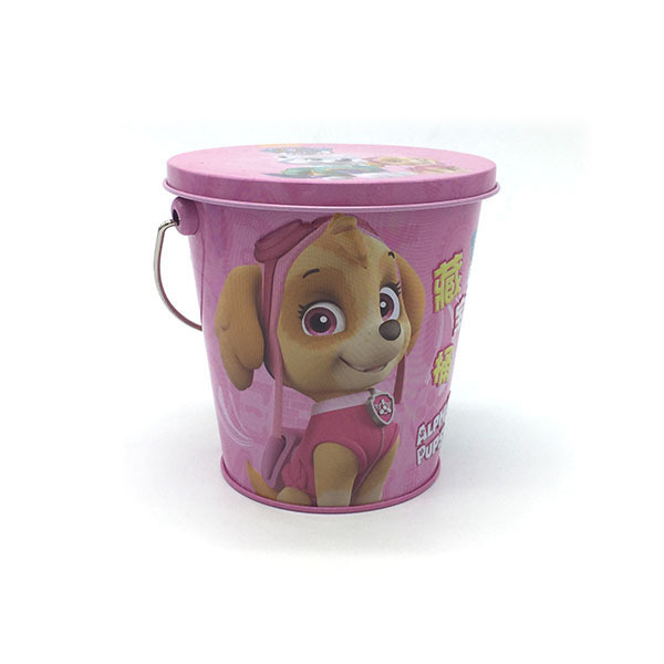 Puppy Bucket Tin Plate Dog Food Container with Holder Customized Logo Recycled Materials
