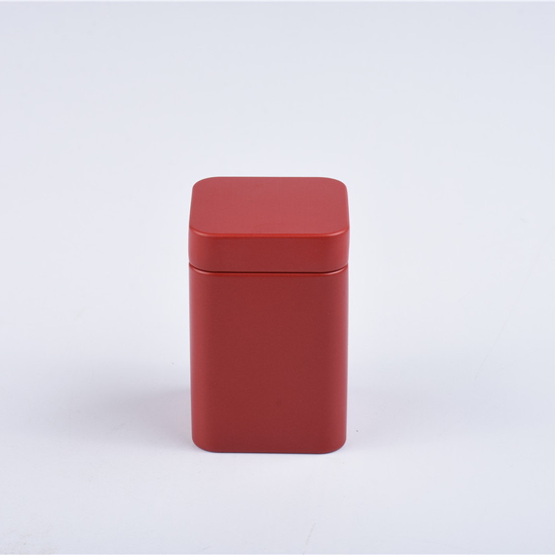 Matte Red Mini Square Tea Tin Box