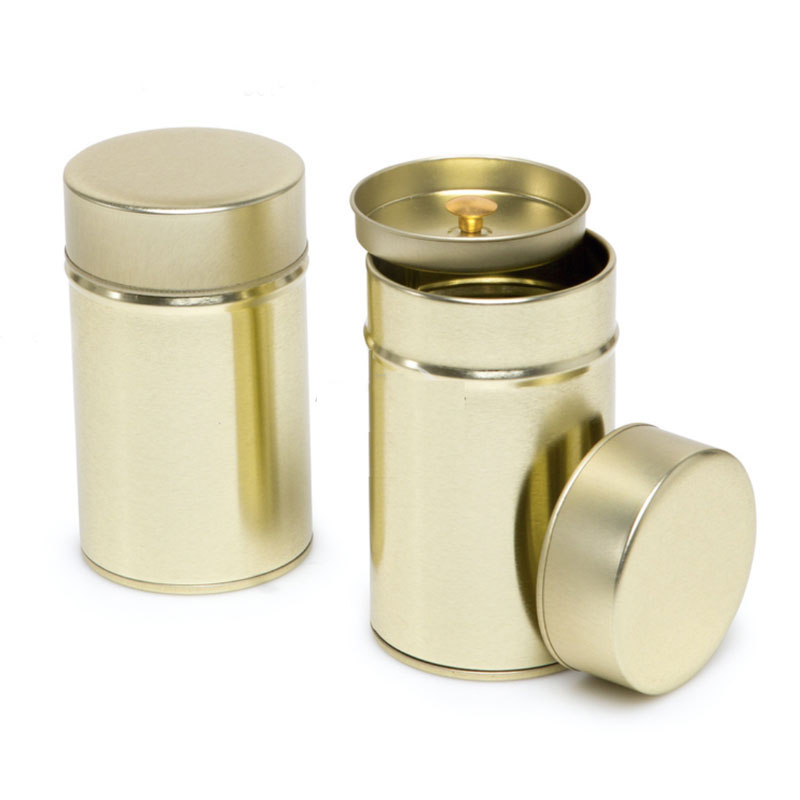 Tinplate Airtight Double-Lid Round Canister