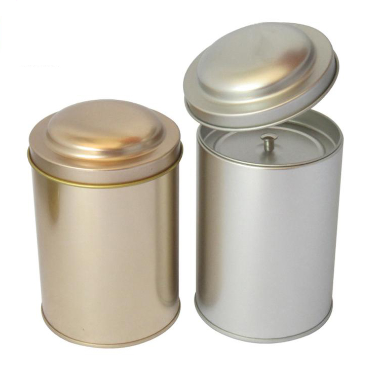 Round Tin Plate Tea Tin Box with Dome Lid