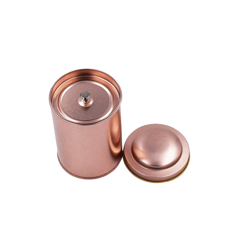 Round Tin Plate Tea Tin Box with Dome Lid