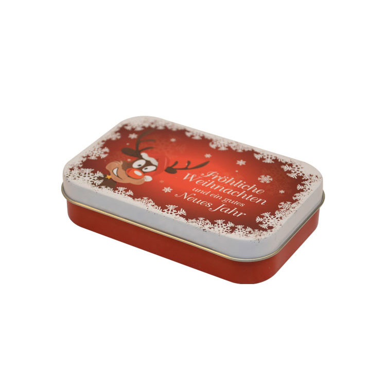 Rectangular Food Grade Hinged Lid Mint Tin Case Tablets Box