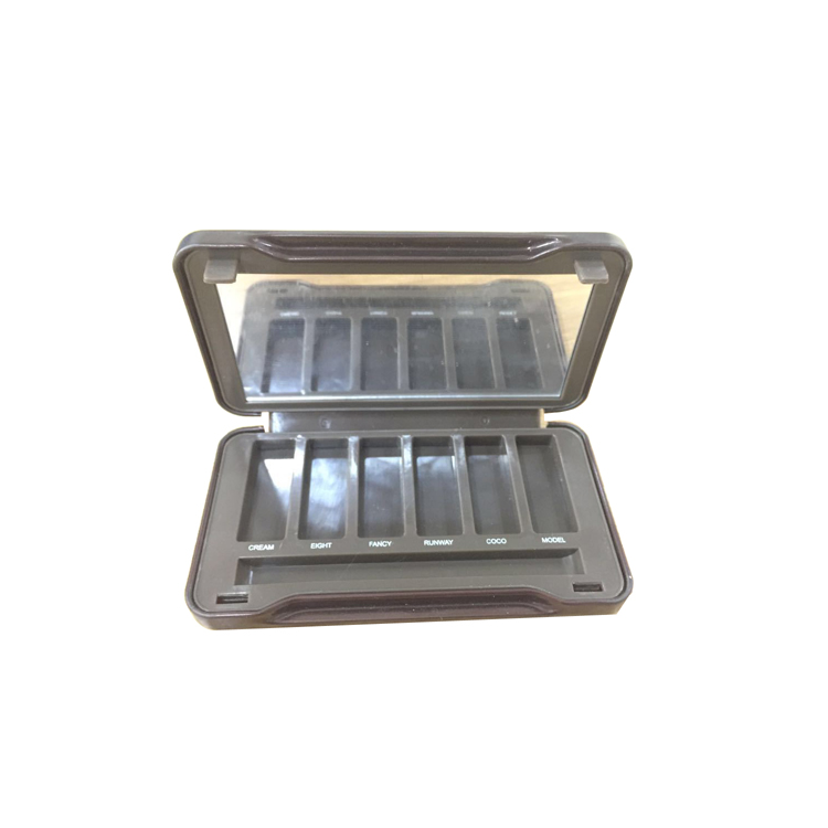 Rectangle Tinplate Eyeshadow Palette Box Mirror 6 Colors