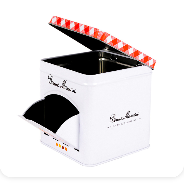 Square Tin Plate Trash Tin Box with Cover Crafts Storage Containers