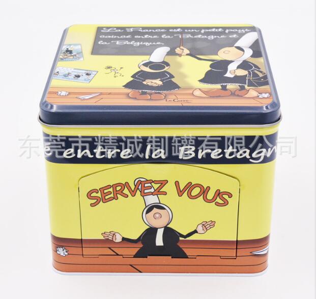 Square Tin Plate Trash Tin Box with Cover Crafts Storage Containers