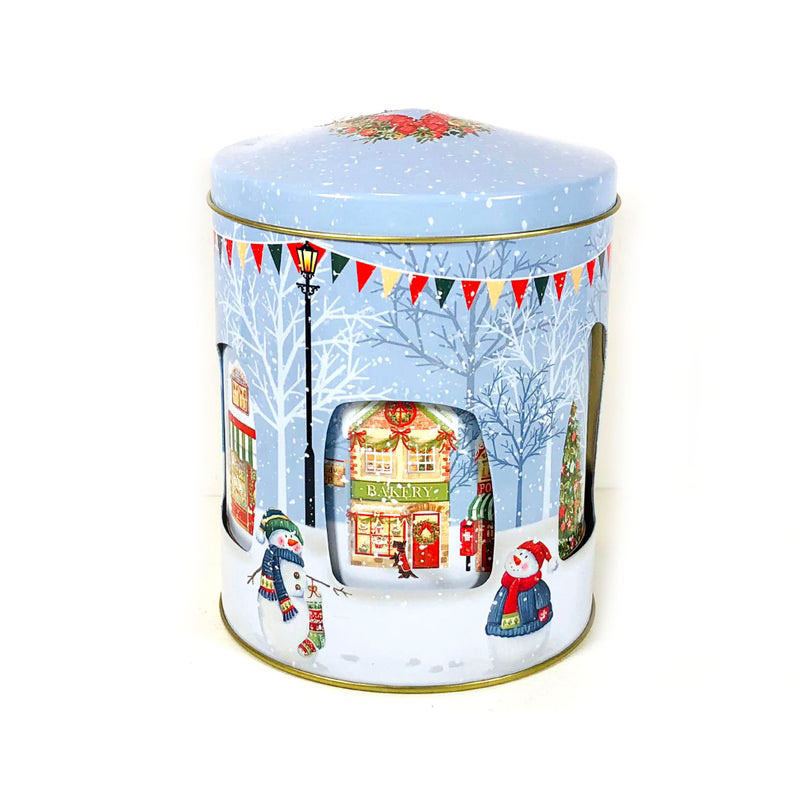 High End Biscuit Carousel Gift Tin Box Music