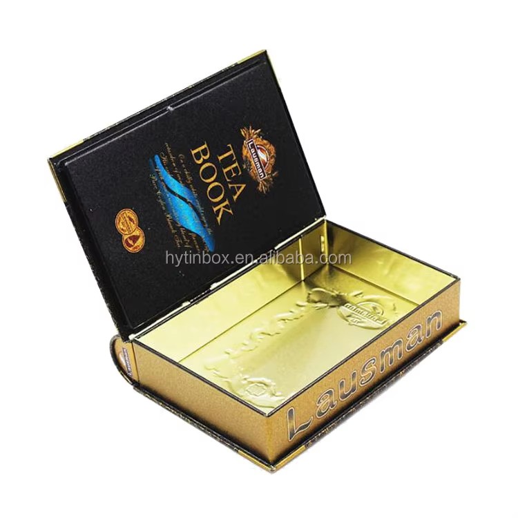 Customizable Book Shaped Tinplate Gift Box with Recycled Metal