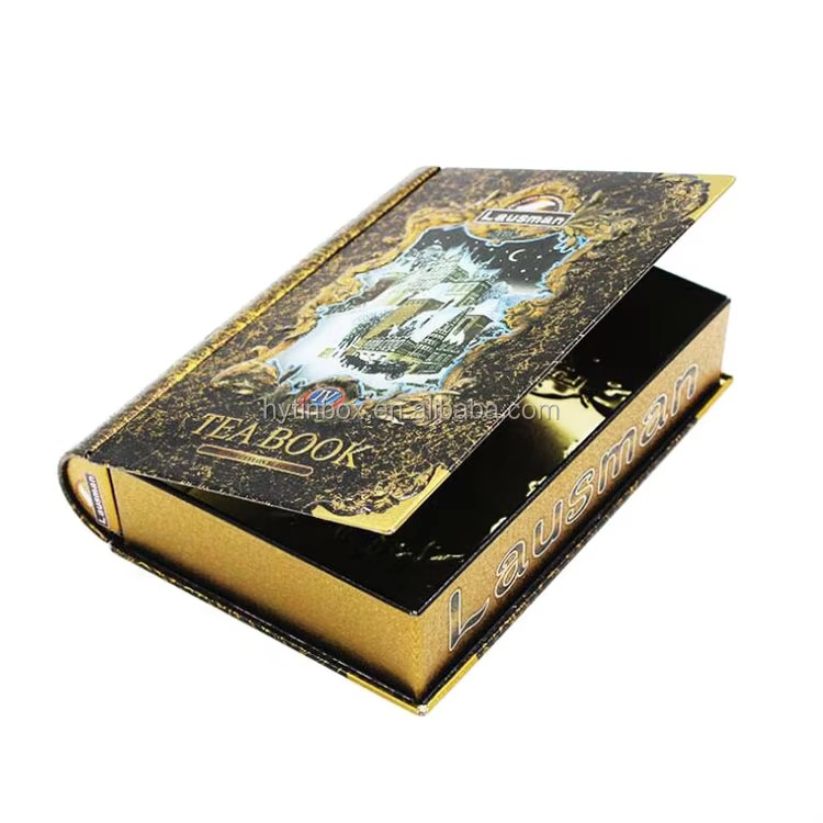 Customizable Book Shaped Tinplate Gift Box with Recycled Metal