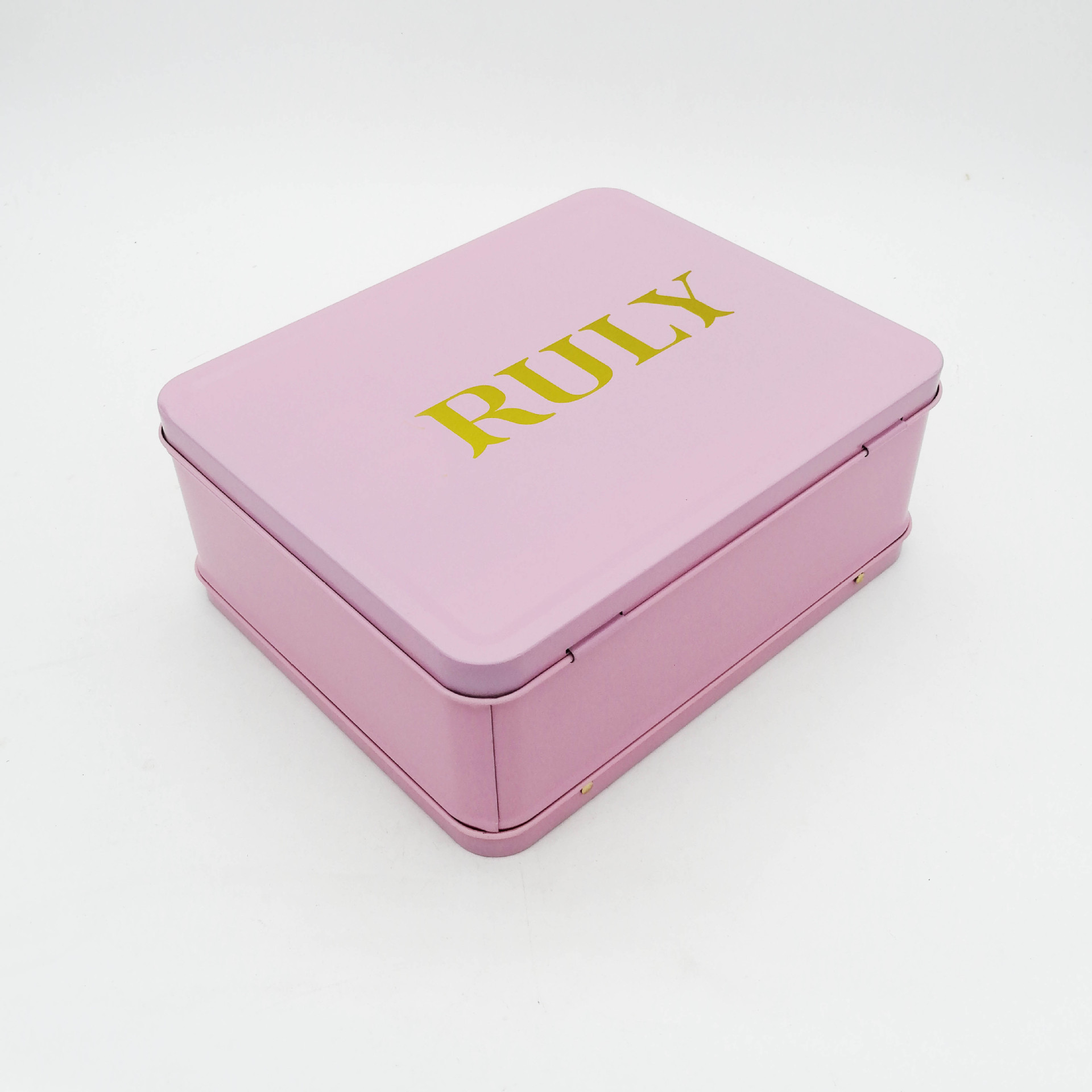 Customizable High-Quality Rectangular Macaron Tin Box Metal Cosmetic Case with Handle