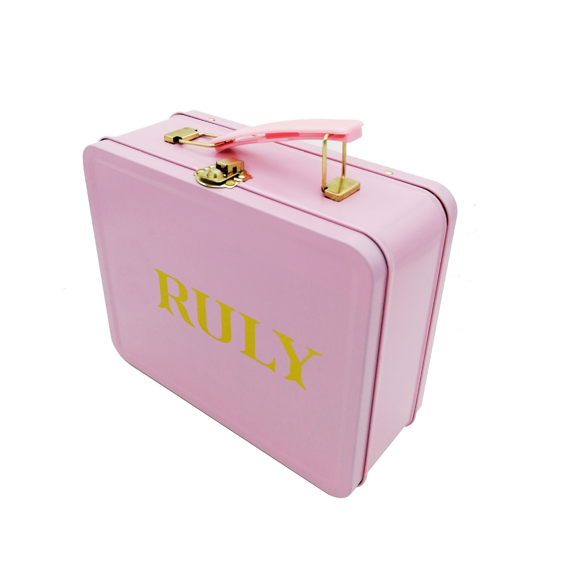 Customizable High-Quality Rectangular Macaron Tin Box Metal Cosmetic Case with Handle