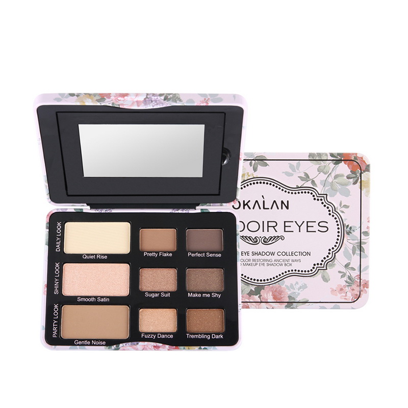 Custom Printing Tinplate Cosmetic 9-Color Magnetic Eyeshadow Palette with Mirror
