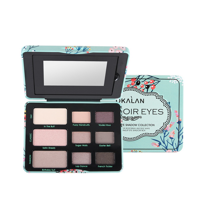 Custom Printing Tinplate Cosmetic 9-Color Magnetic Eyeshadow Palette with Mirror