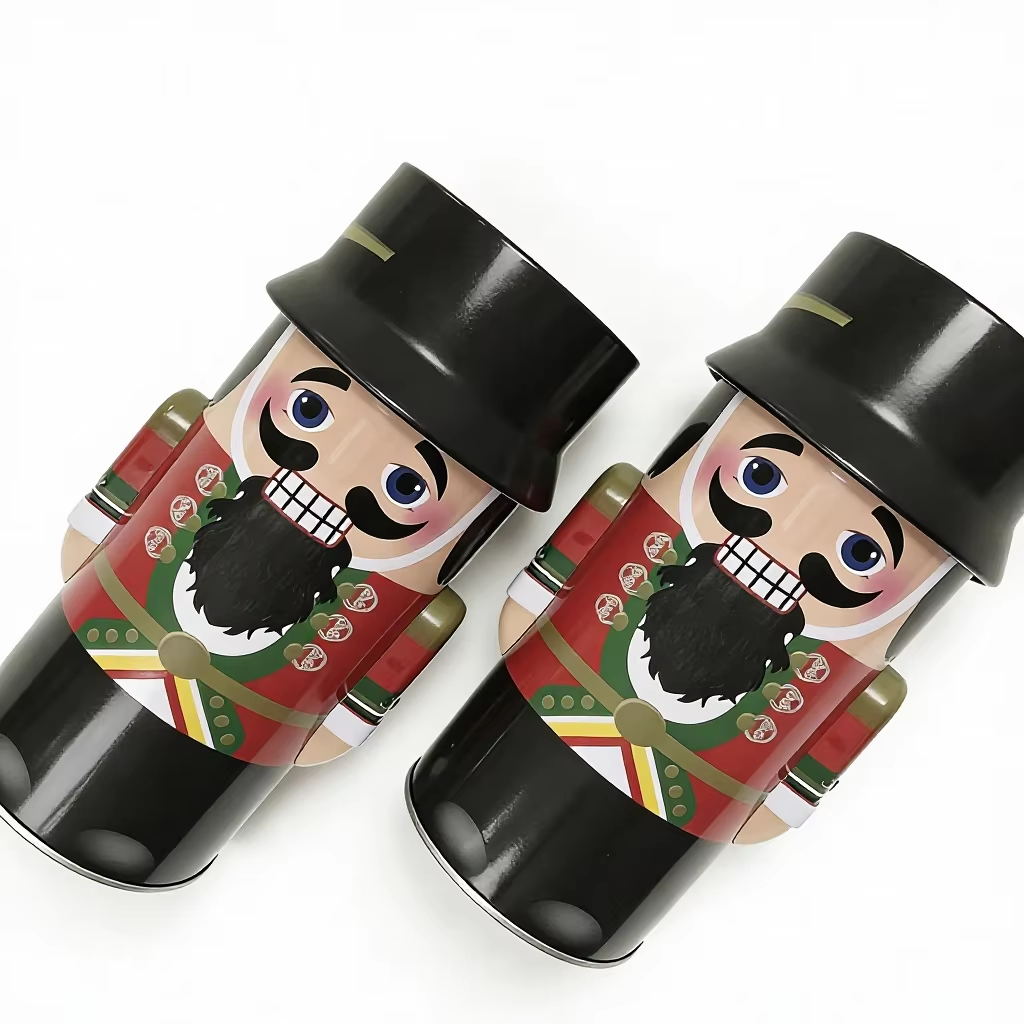 Customizable Print Recycle Metal Festival Nutcracker Tin Box for Holiday Decoration and Gift Storage