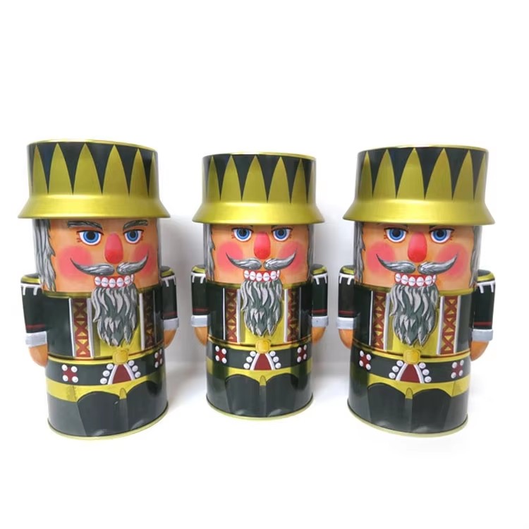 Customizable Print Recycle Metal Festival Nutcracker Tin Box for Holiday Decoration and Gift Storage
