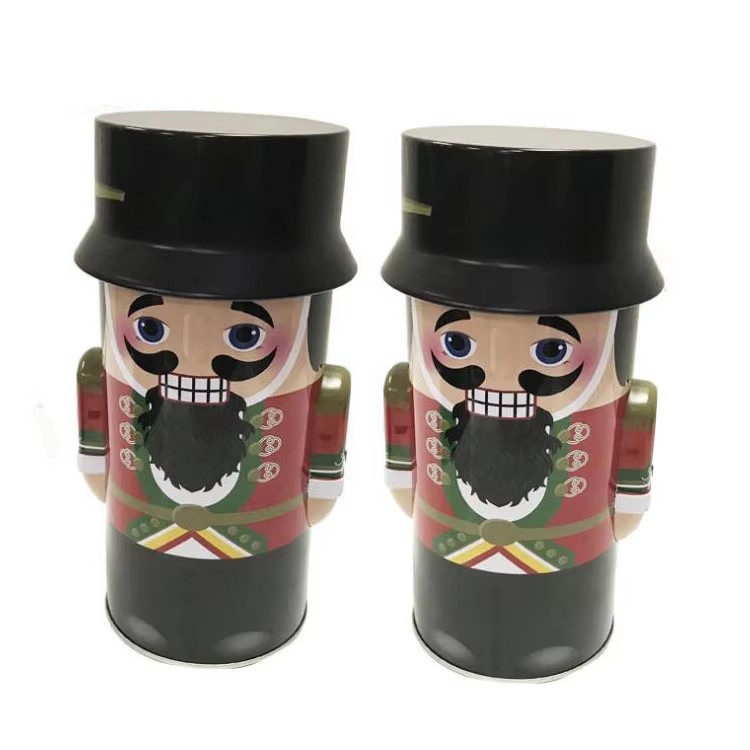 Customizable Print Recycle Metal Festival Nutcracker Tin Box for Holiday Decoration and Gift Storage
