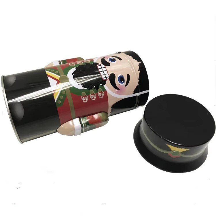 Customizable Print Recycle Metal Festival Nutcracker Tin Box for Holiday Decoration and Gift Storage