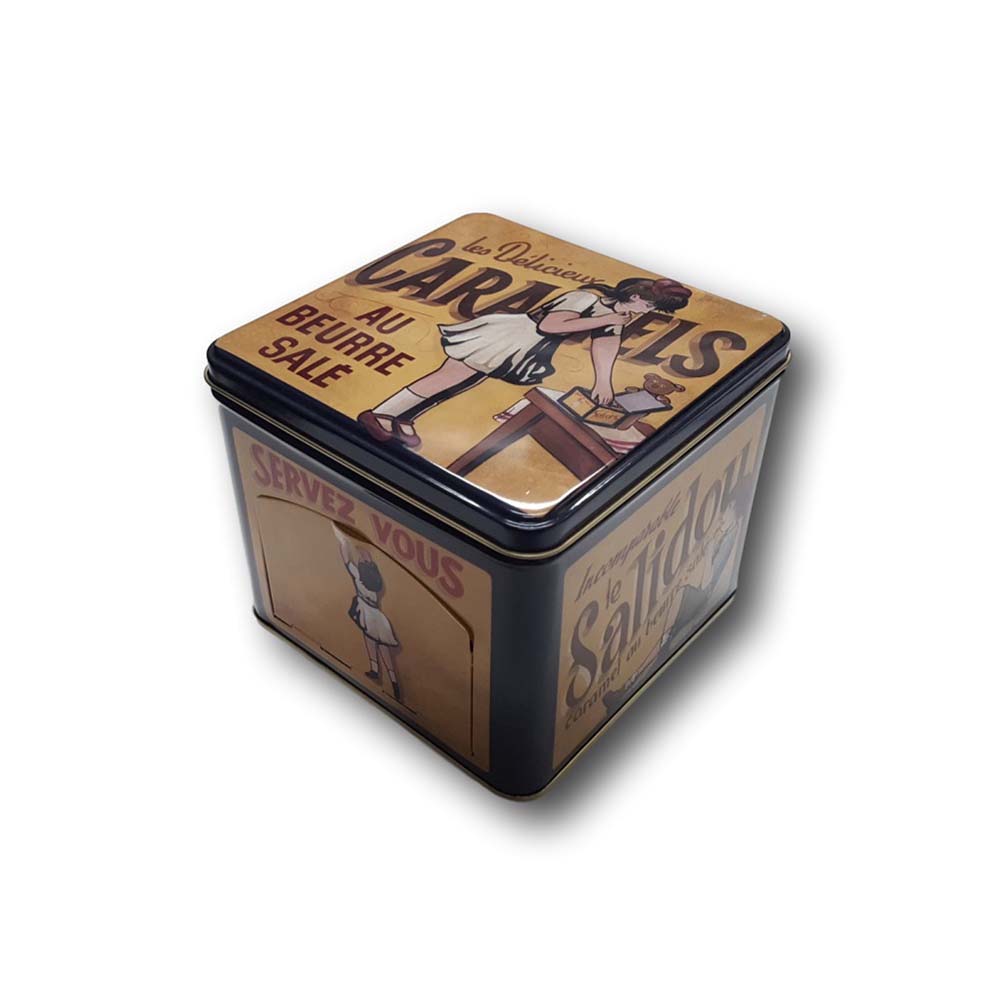 Custom Logo Square Windowed Recyclable Tinplate Tin Box Retail Gifting Packing