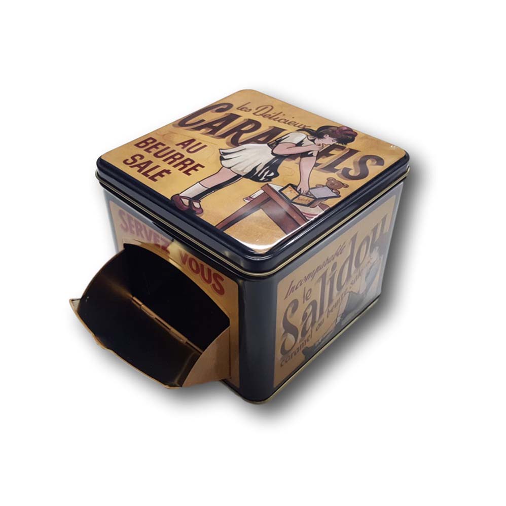 Custom Logo Square Windowed Recyclable Tinplate Tin Box Retail Gifting Packing