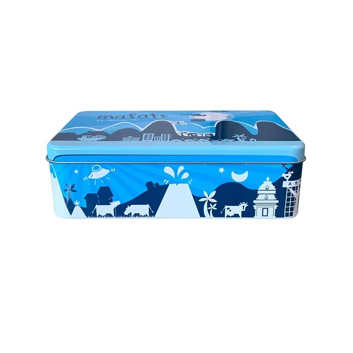 Rectangular Metal Custom Print Christmas Gift Packaging Socks Tinplate Container