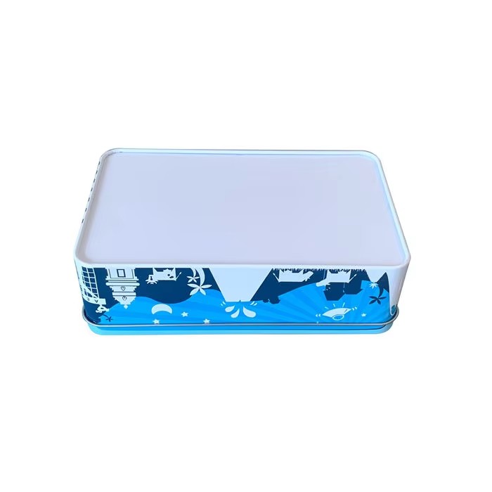 Rectangular Metal Custom Print Christmas Gift Packaging Socks Tinplate Container