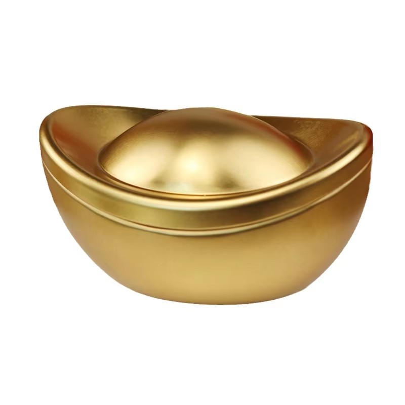 Gold Ingot Shape Golden Tin Jar Premium Metal Storage Canister